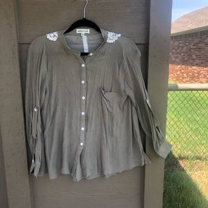 long sleeve green blouse
